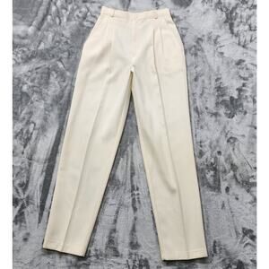 Vintage Christy Girl New York Pants Womens 6 Cream Pleated High Rise Tapered Leg